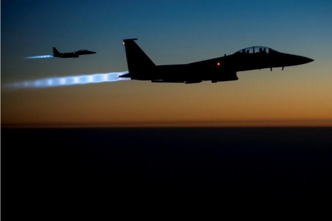 A Pair Of U.S. Air Force F-15E Strike Eagles Fly Over Northern Iraq After Conducting Airstrikes In Syria