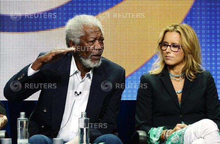 Executive producer Morgan Freeman (L) and cast member Tea Leoni of the new drama series &quot;Madam Secretary&quot;