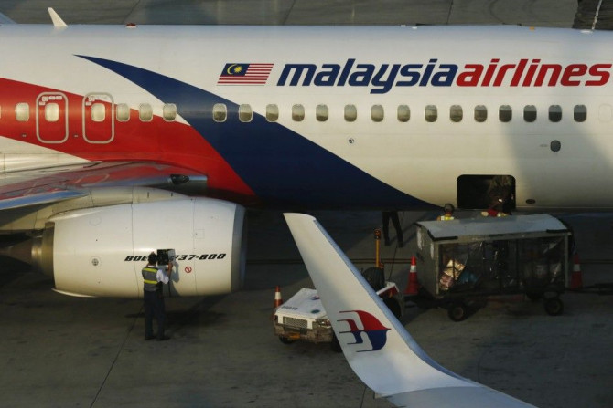 A member of ground crew works on a Malaysia Airlines Boeing 737-800 airplane on the runway at Kuala Lumpur International Airport in Sepang July 25, 2014. 