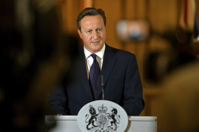 Britain's Prime Minister David Cameron makes a statement to the media 