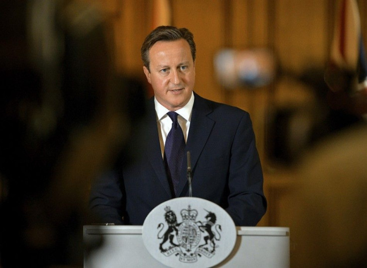 Britain's Prime Minister David Cameron makes a statement to the media 