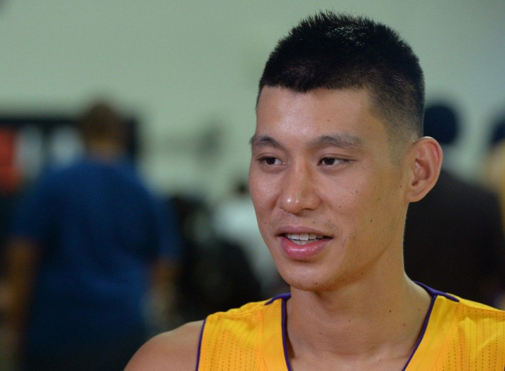 Sep 29, 2014; Los Angeles, CA, USA; Los Angeles Lakers guard Jeremy Lin (17) during media day at the team practice facility in El Segundo.