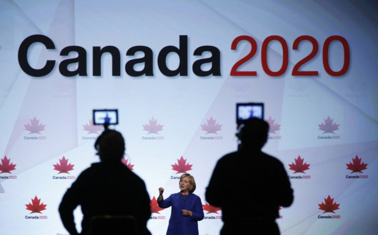 Former U.S. Secretary of State Hillary Clinton speaks during the Canada2020 conference in Ottawa October 6, 2014. REUTERS/Chris Wattie