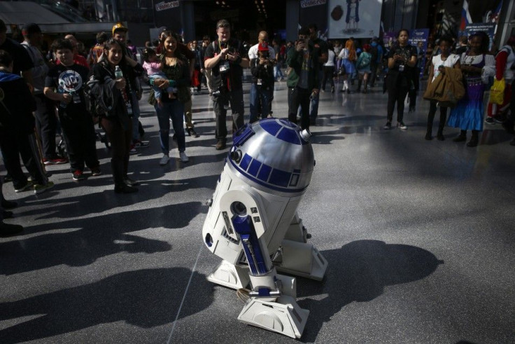 A Star Wars R2D2 is seen inside New York's Comic-Con convention