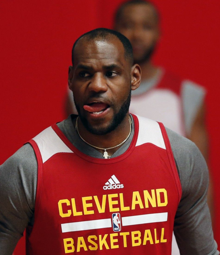 Cleveland Cavaliers forward LeBron James attends practice