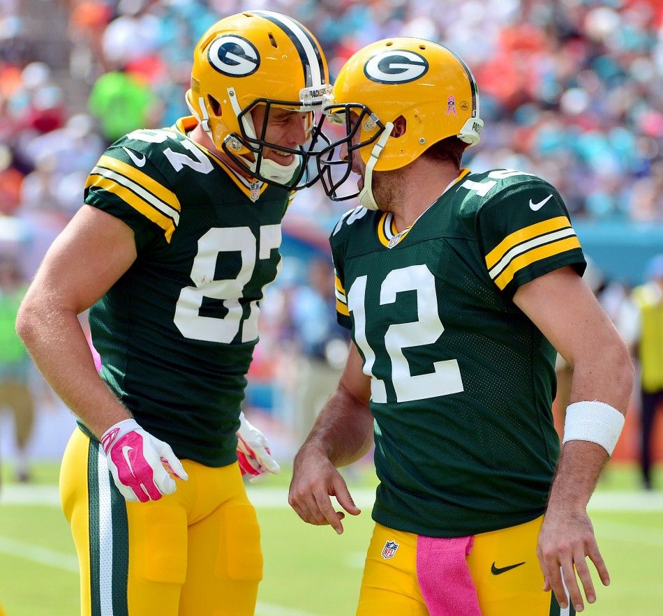 Green Bay Packers quarterback Aaron Rodgers and wide receiver Jordy Nelson