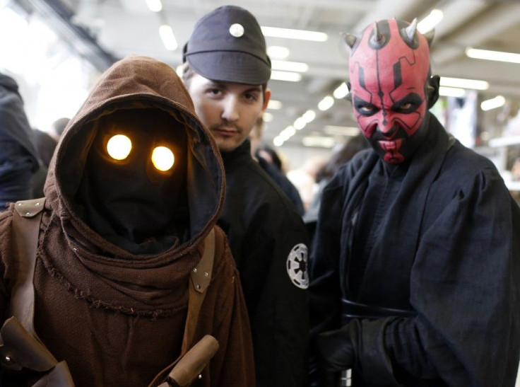 A group of people dressed as a Star Wars characters pose at the cartoon fair "Vienna Comix"