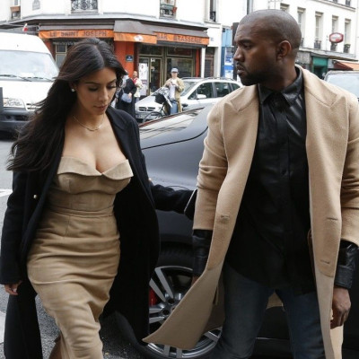 Kanye West And Wife Kim Kardashian In Paris