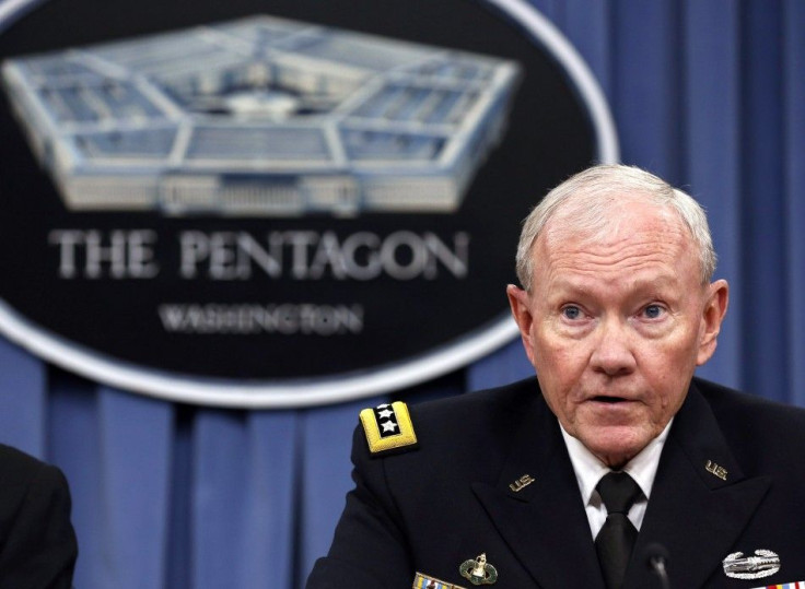 Chairman of the Joint Chiefs of Staff Gen. Martin Dempsey speaks in a press briefing at the Pentagon in Washington, September 26, 2014. The U.S. and allied air strikes against Islamic State fighters in Syria that began earlier this week have disrupted the