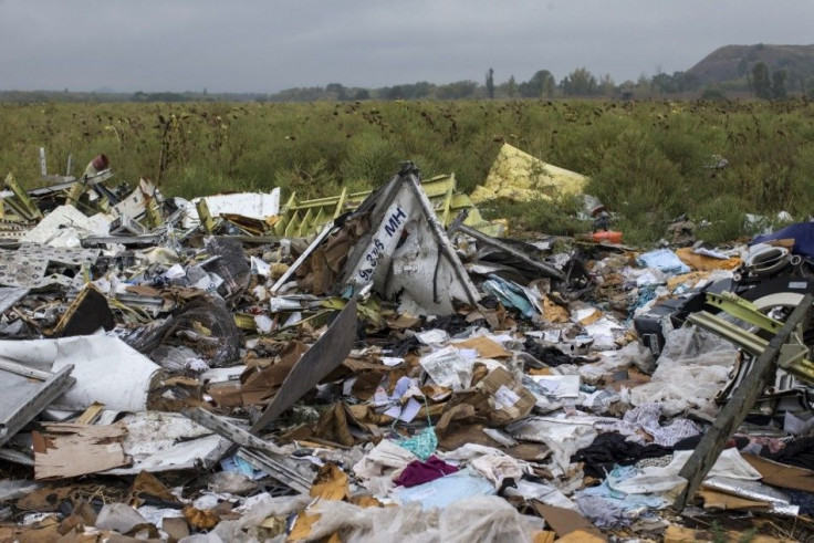 Wreckage of the downed Malaysia Airlines flight MH17 is pictured near the village of Hrabove (Grabovo) in Donetsk region, eastern Ukraine September 9, 2014. Malaysia Airlines flight MH17 broke apart over Ukraine due to impact from a large number of fragme