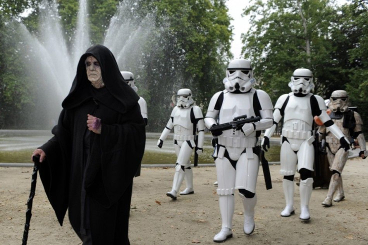 Participants wearing Star Wars costumes are seen at the Royal Parc
