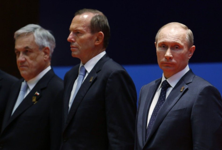 Chile&#039;s President Sebastian Pinera (L-R), Australia&#039;s Prime Minister Tony Abbott and Russia&#039;s President Vladimir Putin