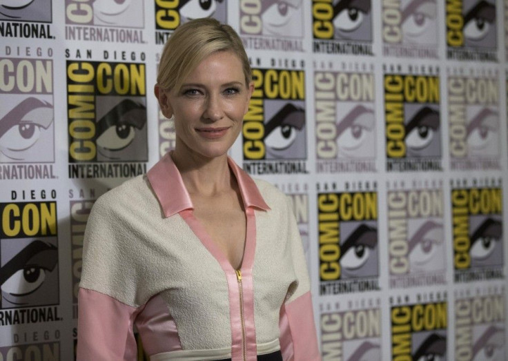 Cast member Cate Blanchett poses at a press line for "The Hobbit: The Battle of the Five Armies"