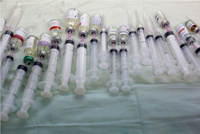 Injectable drugs are pictured inside an injection room