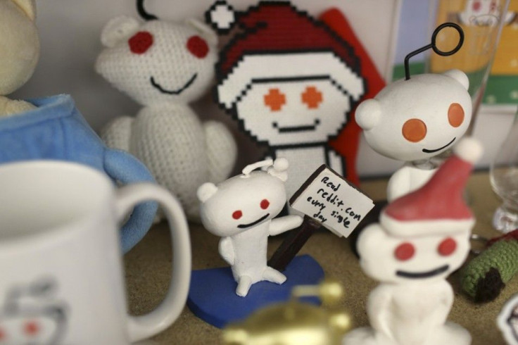 Reddit mascots are displayed at the company's headquarters in San Francisco, California April 15, 2014. Reddit, a website with a retro-'90s look and space-alien mascot that tracks everything from online news to celebrity Q