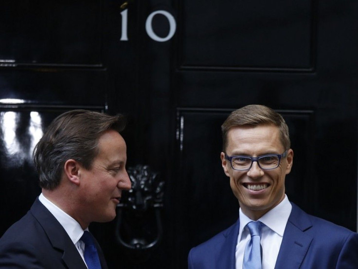 Britain's Prime Minister David Cameron (L) And Finland's Prime Minister Alexander Stubb 