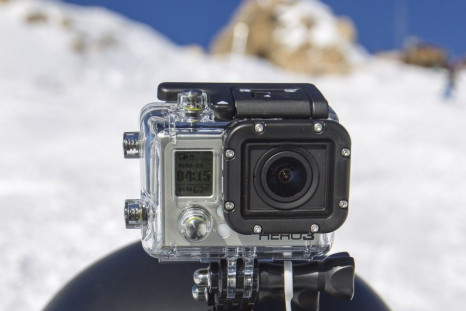 A GoPro camera is seen on a skier's helmet as he rides down the slopes in the ski resort of Meribel, French Alps, January 7, 2014. Michael Schumacher's wife appealed to the media on Tuesday to leave the French hospital of Grenoble they have stak