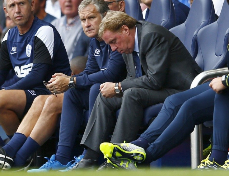Queens Park Rangers manager Harry Redknapp reacts during their English Premier League soccer match against Tottenham Hotspur at White Hart Lane in London August 24, 2014.