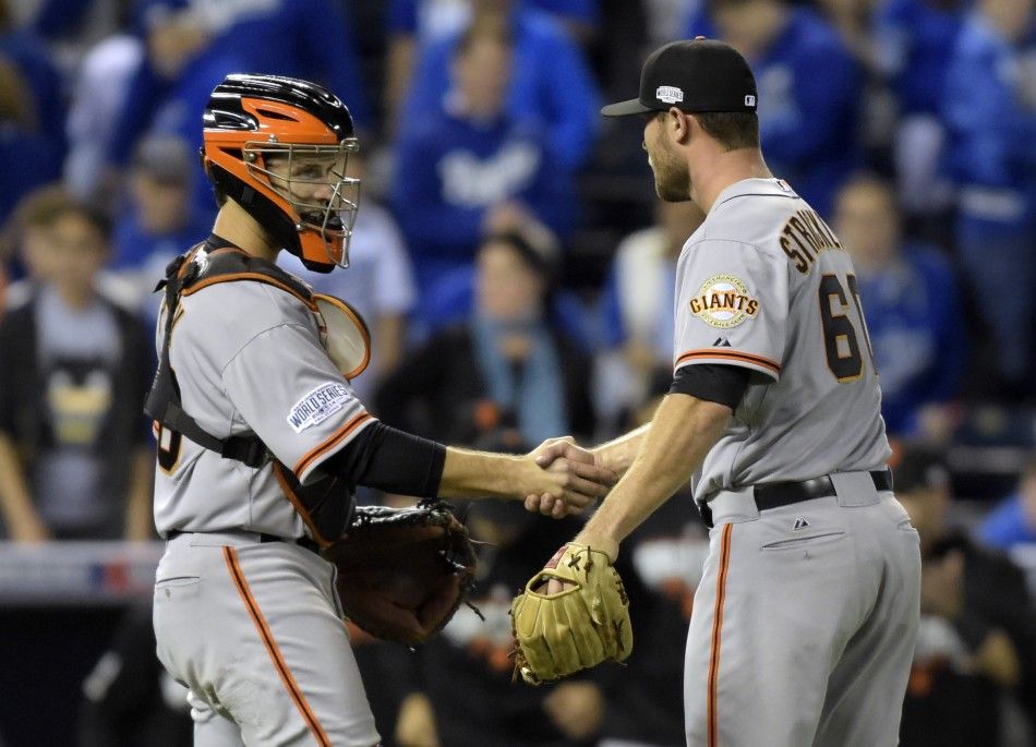 Hunter Strickland and Buster Posey
