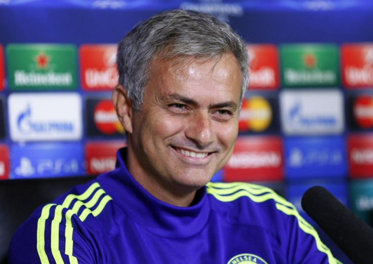 Chelsea's manager Jose Mourinho attends a media conference at their training ground in Cobham, southern England, October 20, 2014. Chelsea are due to play Maribor in a Champions League Group G soccer match on Tuesday.