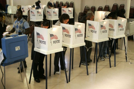 Voters fill their ballots at St. Jerome Parish in Los Angeles, November 4, 2008.