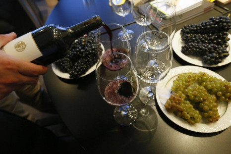 Bargylus wine is poured into a glass during a tasting session in Beirut