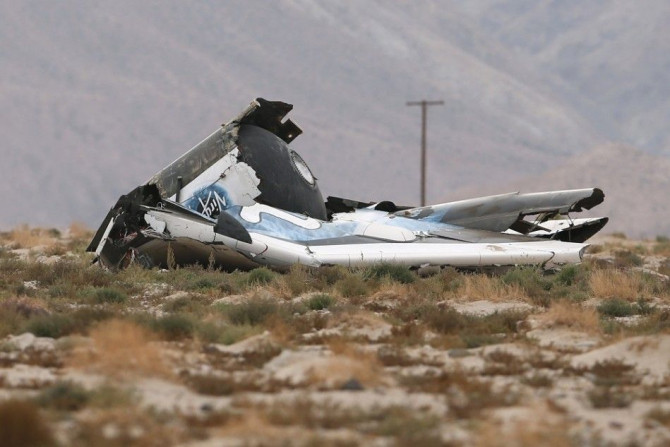 A piece of debris is seen near the scene of the crash of Virgin Galactic's SpaceShipTwo near Cantil, California October 31, 2014.