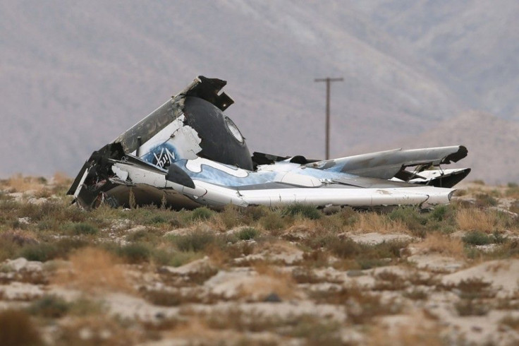 A piece of debris is seen near the scene of the crash of Virgin Galactic's SpaceShipTwo near Cantil, California October 31, 2014.