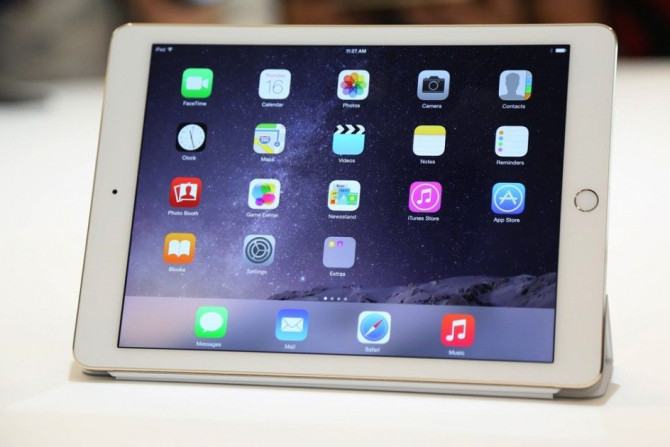A new iPad is seen following a presentation at Apple headquarters