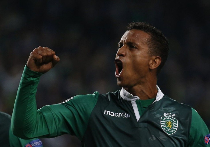 Sporting&#039;s Nani celebrates his goal during their Champions League Group G soccer match against Schalke at Alvalade stadium in Lisbon November 5, 2014.