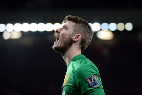 Manchester United's David De Gea reacts after conceding a goal to Sunderland's Phil Bardsley (unseen) during their English League Cup semi-final second leg soccer match at Old Trafford, northern England, January 22, 2014.