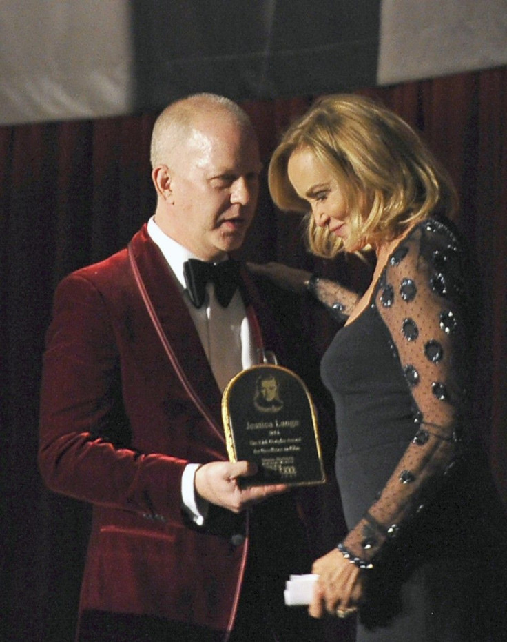 Screenwriter Ryan Murphy presents the award to actress Jessica Lange at the 9th Annual Santa Barbara International Kirk Douglas Award for Excellence in Film in Santa Barbara, California