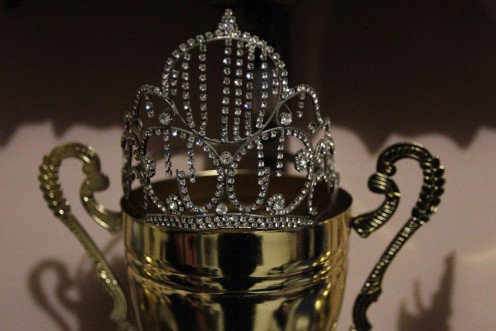 The trophy and tiara given to Maria Jose Alvarado when she became Miss Honduras World 2014 are seen at her house in Santa Barbara November 19, 2014. The bodies of Alvarado, 19, and her sister Sofia, 23, were found buried near a river in the mountainous re