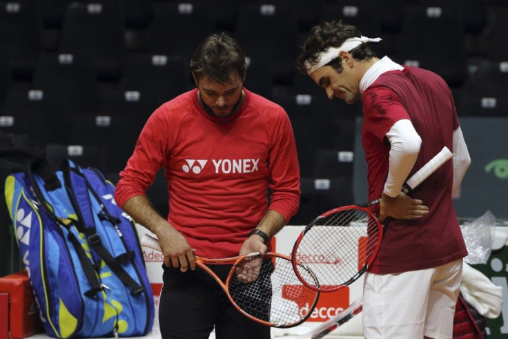 Roger Federer and Stanislas Wawrinka of Switzerland