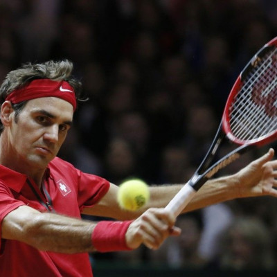 Switzerland's Roger Federer returns the ball 
