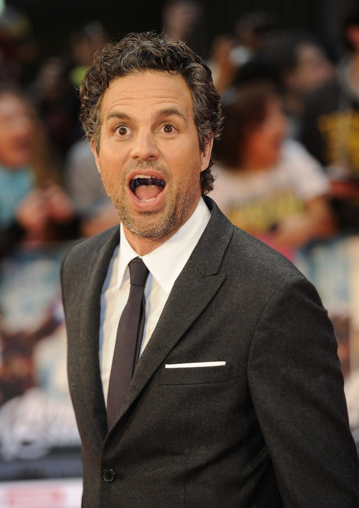 Mark Ruffalo poses for photographs as he arrives for the European premiere of Avengers Assemble