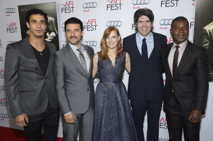 Cast members (L-R) Elyes Gabel, Oscar Isaac, Jessica Chastain, director J.C. Chandor and cast member David Oyelowo attend the world premiere of the film &quot;A Most Violent Year&quot; during the AFI Fest 2014 in Los Angeles November 6, 2014.