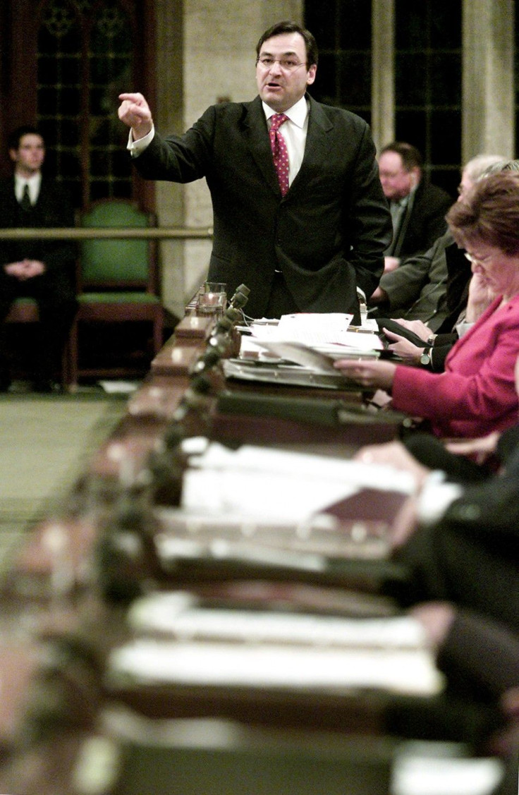 Canadian Justice Minister Martin Cauchon answers questions about new legislation against child pornography in the House of Commons in Ottawa