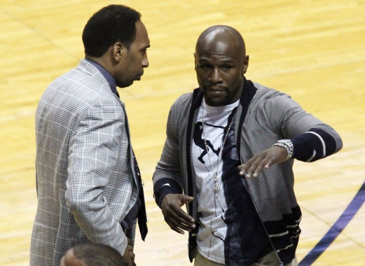 Stephen A. Smith with Floyd Mayweather Jr. in 2014