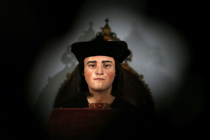 A facial reconstruction of King Richard III is displayed at a news conference in central London February 5, 2013. The reconstruction is based on a CT scan of human remains found in a council car park in Leicester which are believed to belong to the last o