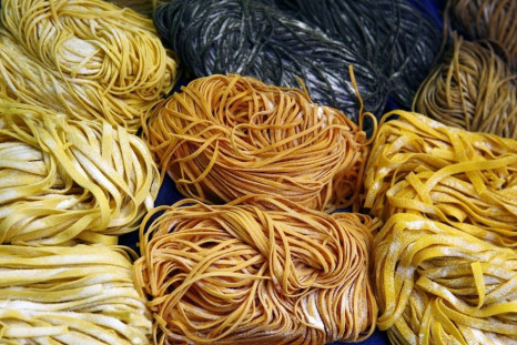 Pasta is displayed at the Alimentaria trade show in Barcelona March 25, 2010. Food and drink manufacturers and distributors from around the world are showcasing their products at Alimentaria until March 26.