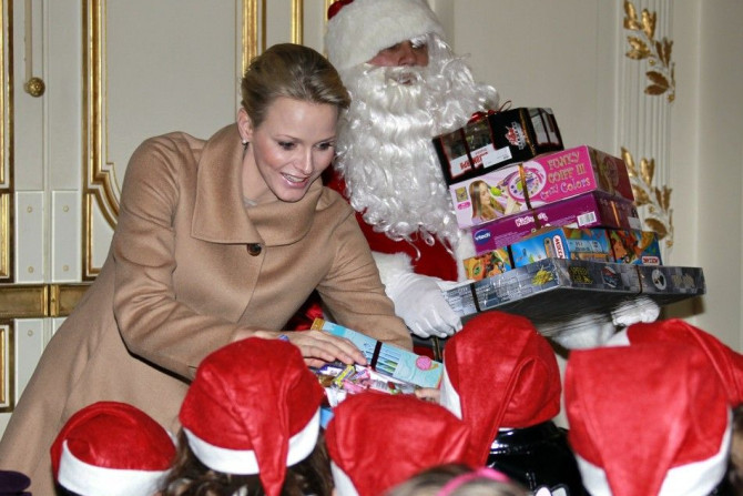 Princess Charlene of Monaco attends the traditional Christmas tree gift-giving event at the Monaco Palace December 14, 2011.