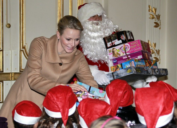 Princess Charlene of Monaco attends the traditional Christmas tree gift-giving event at the Monaco Palace December 14, 2011.