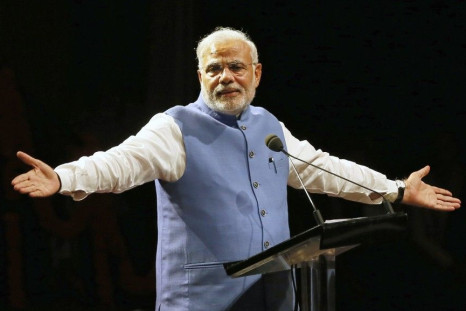 India&#039;s Prime Minister Narendra Modi reacts as he speaks to members of the Australian-Indian community