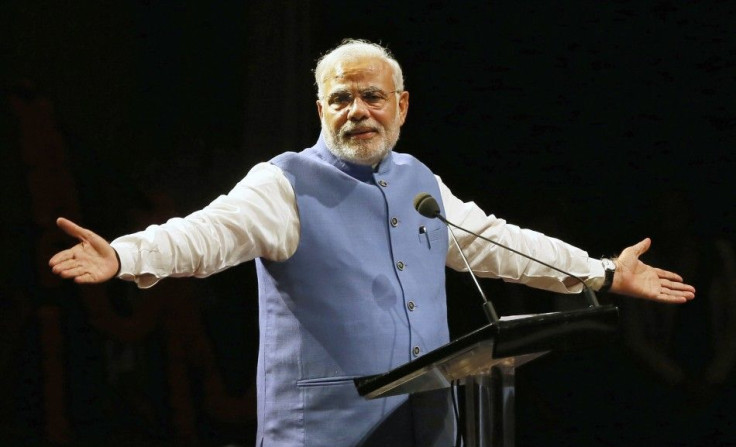 India&#039;s Prime Minister Narendra Modi reacts as he speaks to members of the Australian-Indian community
