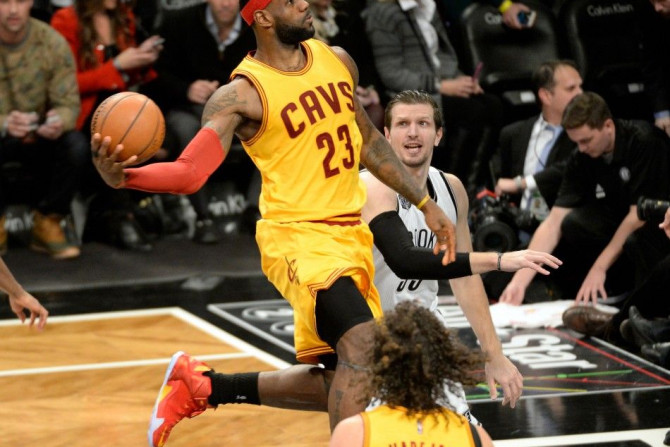 Dec 8, 2014; Brooklyn, NY, USA; Cleveland Cavaliers forward LeBron James (23) drives to the basket against the Brooklyn Nets at Barclays Center.