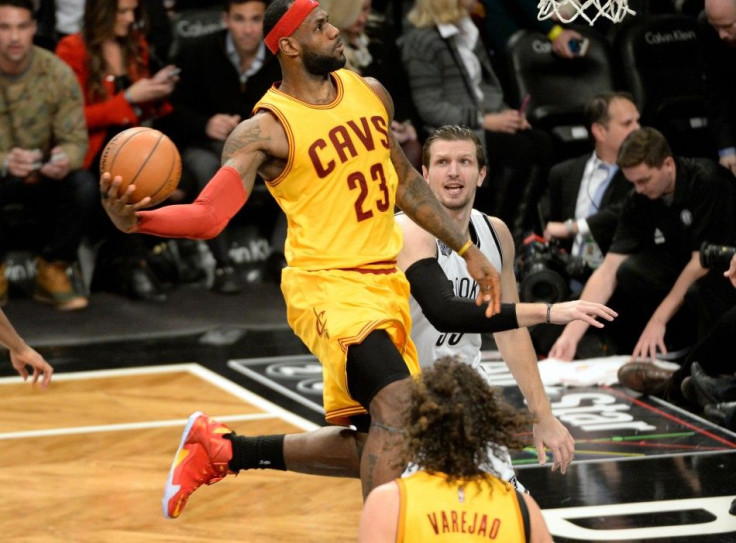 Dec 8, 2014; Brooklyn, NY, USA; Cleveland Cavaliers forward LeBron James (23) drives to the basket against the Brooklyn Nets at Barclays Center.
