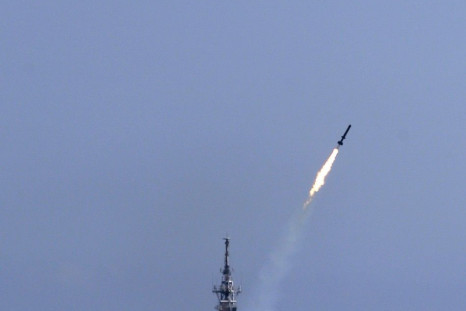 An anti-submarine rocket is set off from a Knox-class frigate during the Han Kuang military exercise held about 10 nautical miles eastern of the port of Hualien, eastern Taiwan, September 17, 2014. REUTERS/Pichi Chuang