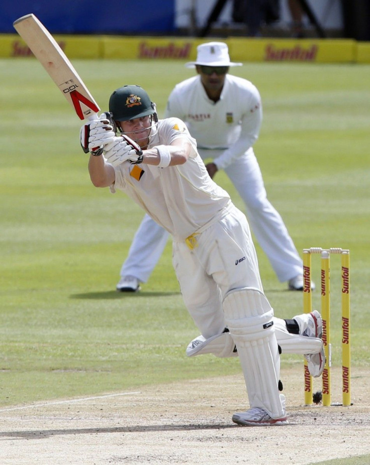 Australia&#039;s Steven Smith plays a shot on the second day of their third cricket test match against South Africa in Cape Town, March 2, 2014.