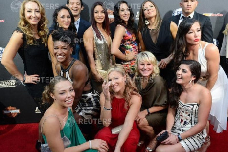 Sep 9, 2014; Los Angeles, CA, USA; Female contestants for The Ultimate Fighter in the newly formed strawweight class on the Red Carpet for the show premiere at Lure Nightclub.